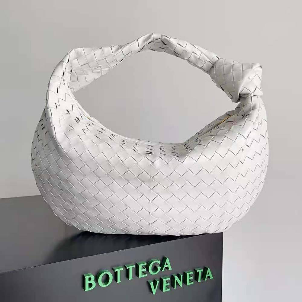 Close-up of intrecciato leather detail on Bottega Veneta Small Jodie Shoulder Bag