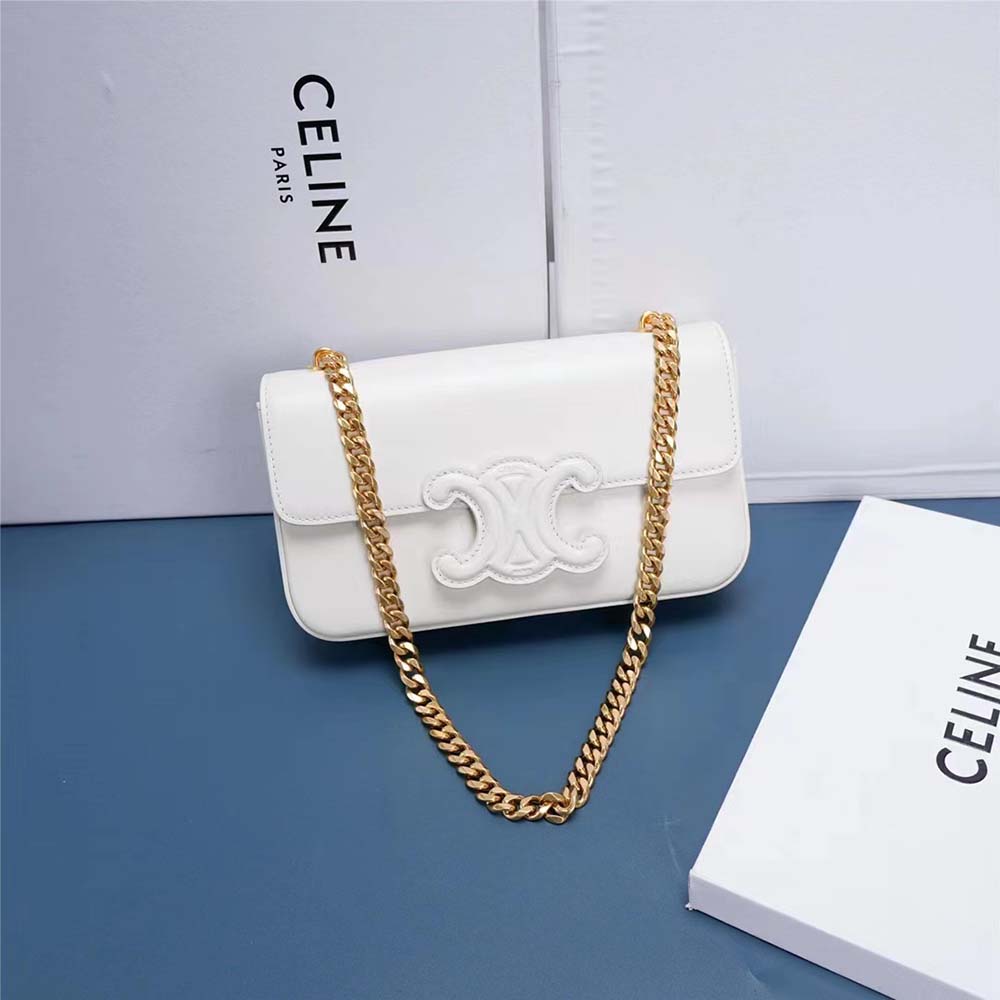 Close-up of gold Triomphe chain hardware on Celine Women Chain Shoulder Bag