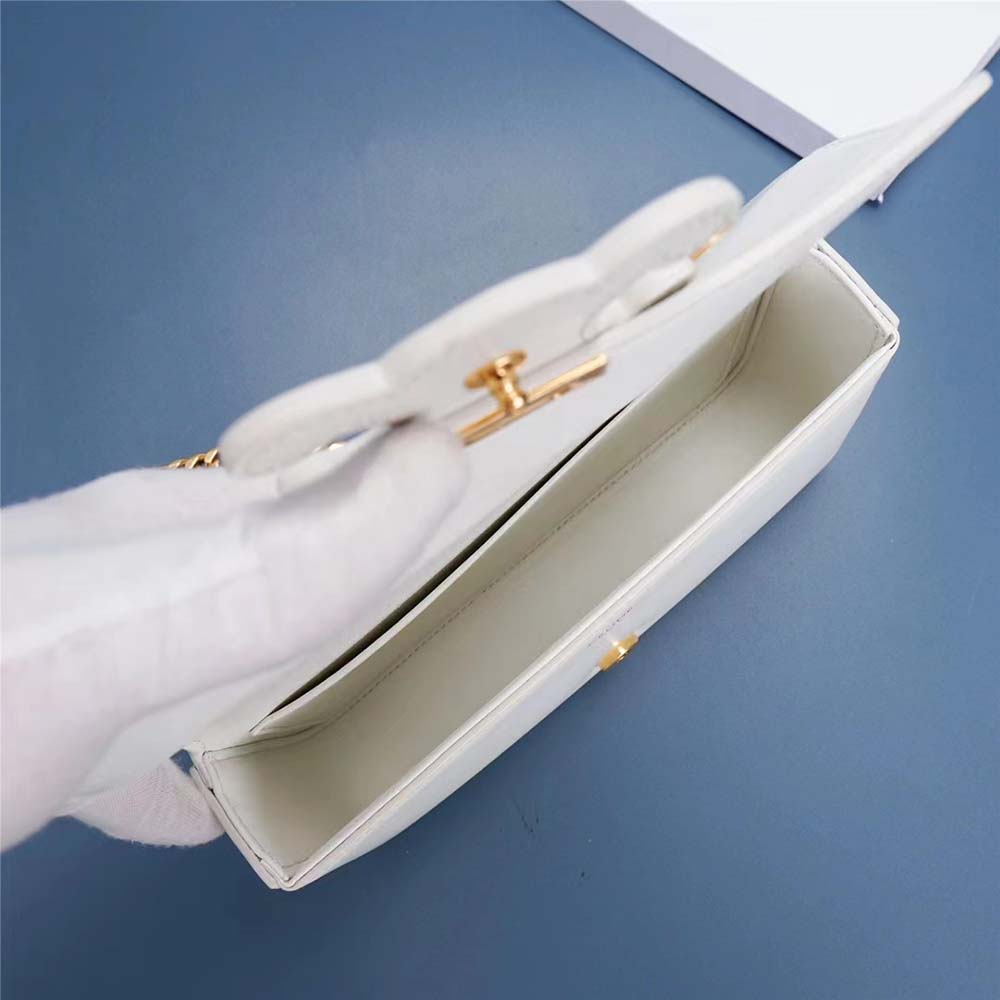 Celine Women Chain Shoulder Bag Cuir Triomphe in Shiny Calfskin-White - image 7