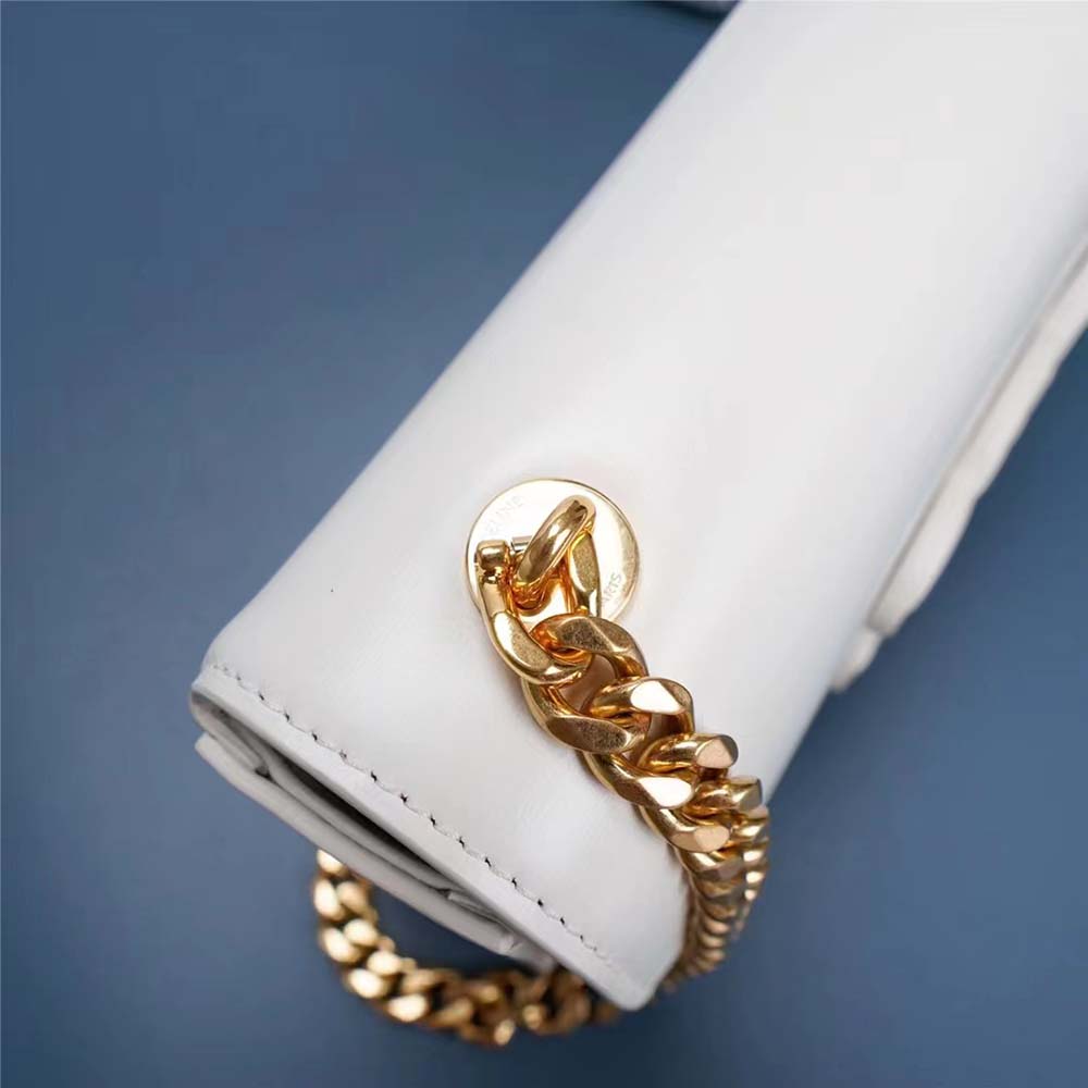 Celine Women Chain Shoulder Bag Cuir Triomphe in Shiny Calfskin-White - image 6