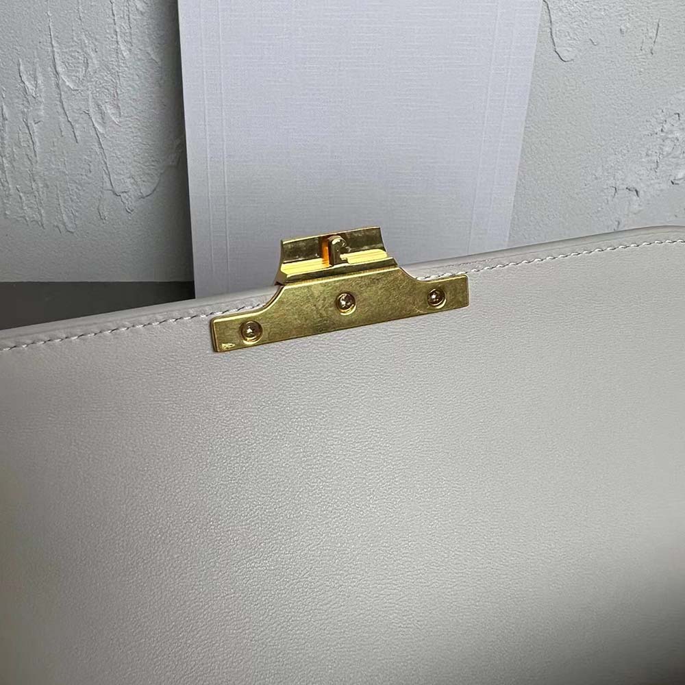 Celine Women Chain Shoulder Bag Triomphe in Shiny Calfskin-White - image 4