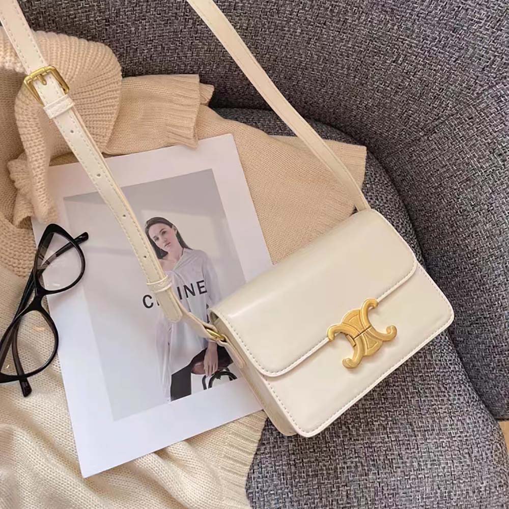 Side profile showing adjustable strap of Celine Women Teen Triomphe Bag