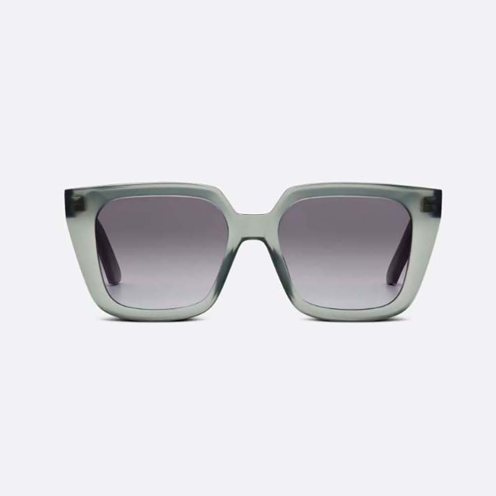 Close-up on silver Dior logo hardware on sunglasses’ temple