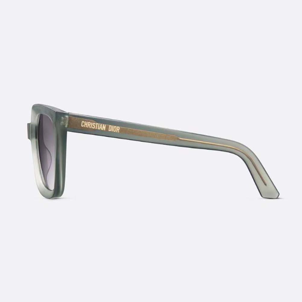 Side angle showing matte green acetate frame of DiorMidnight sunglasses
