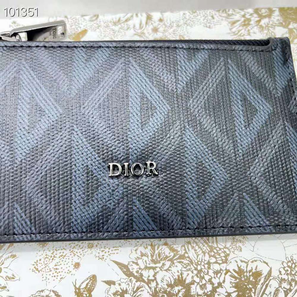 Dior Men Zipped Card Holder Black CD Diamond Canvas - image 4