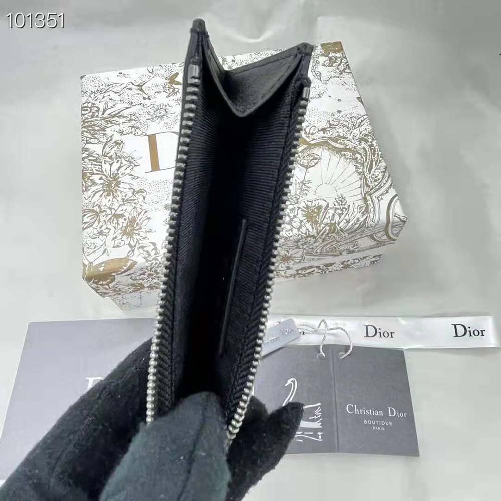 Dior Men Zipped Card Holder Black CD Diamond Canvas - image 7