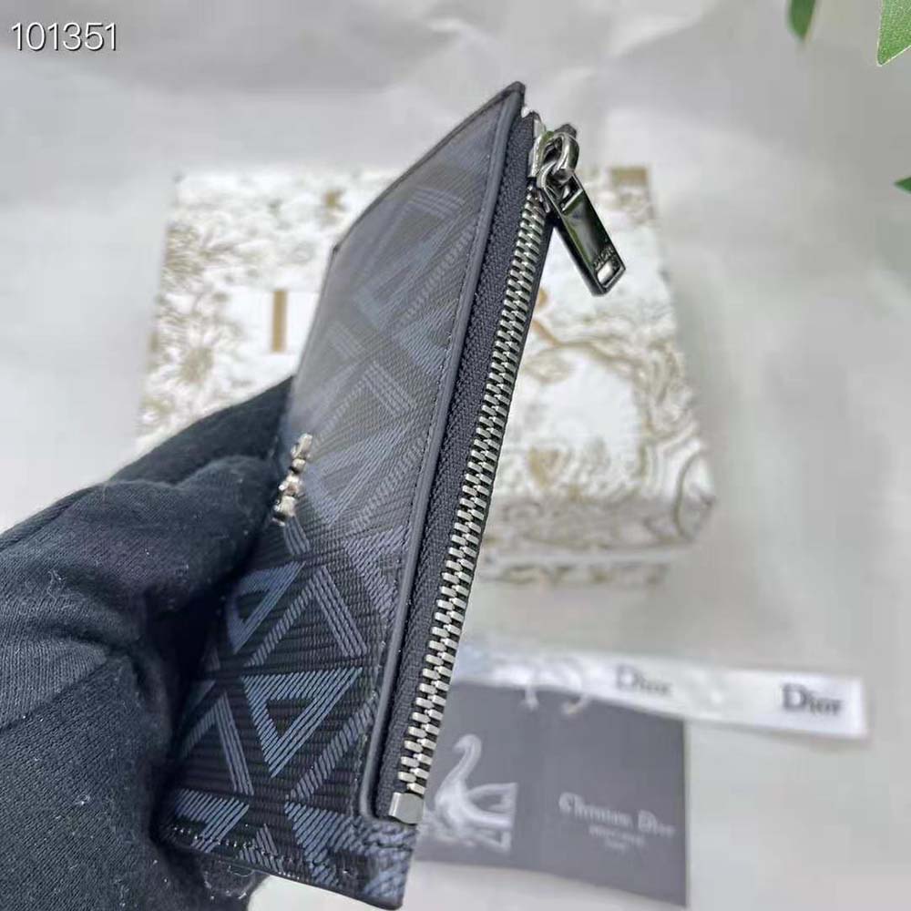 Dior Men Zipped Card Holder Black CD Diamond Canvas - image 6