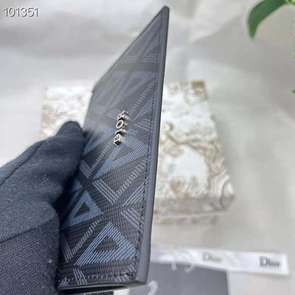 Dior Men Zipped Card Holder Black CD Diamond Canvas - image 5