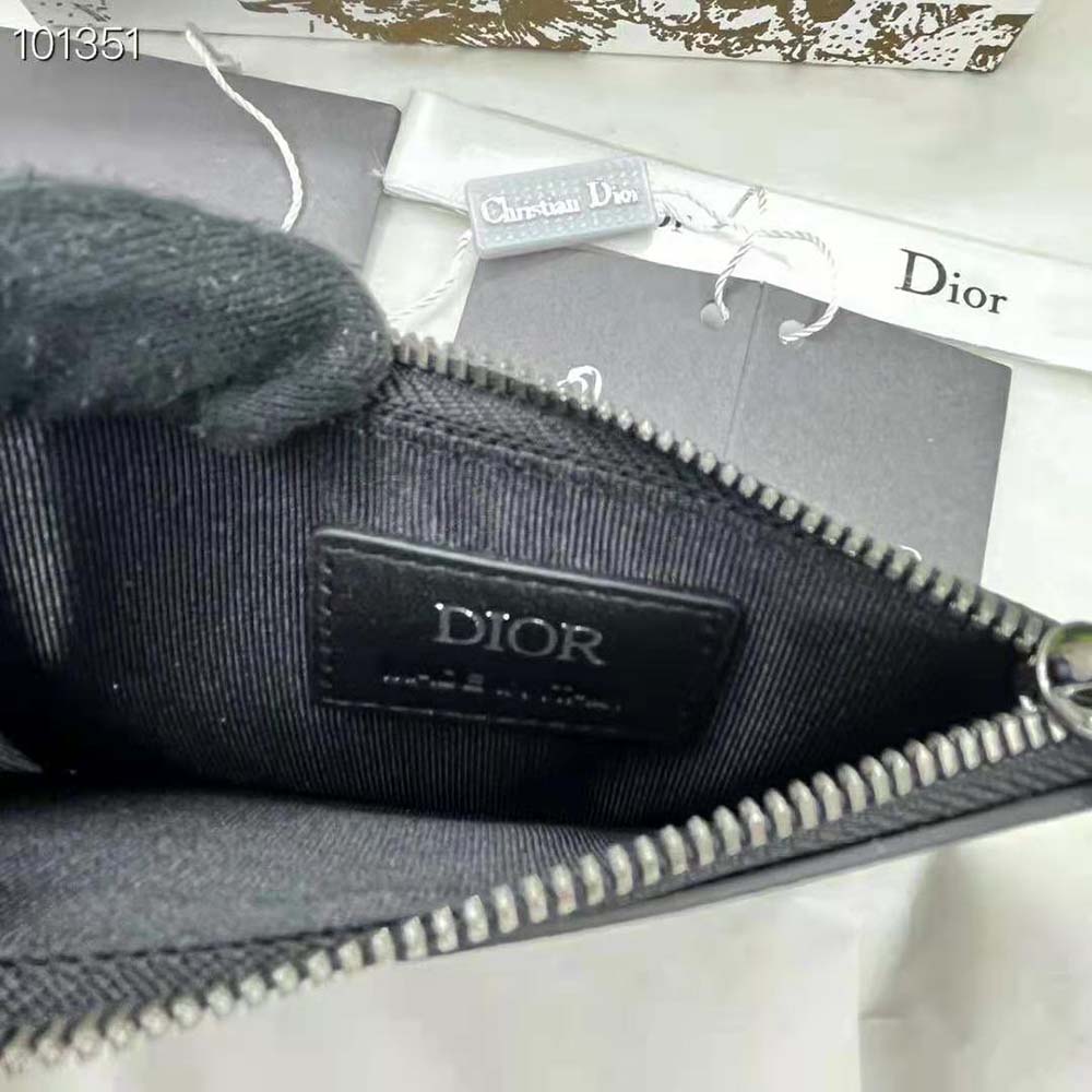 Dior Men Zipped Card Holder Black CD Diamond Canvas - image 8