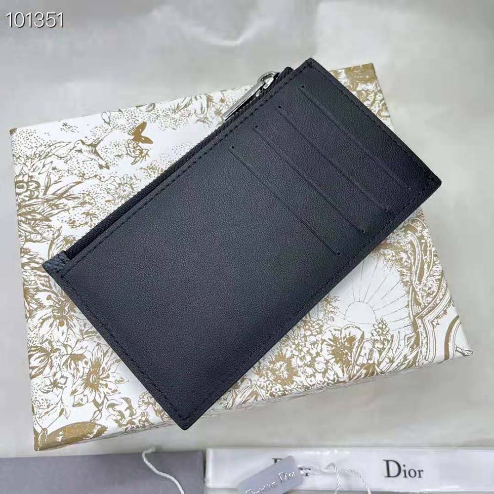 Dior Men Zipped Card Holder Black Dior Oblique Jacquard and Grained Calfskin - image 5