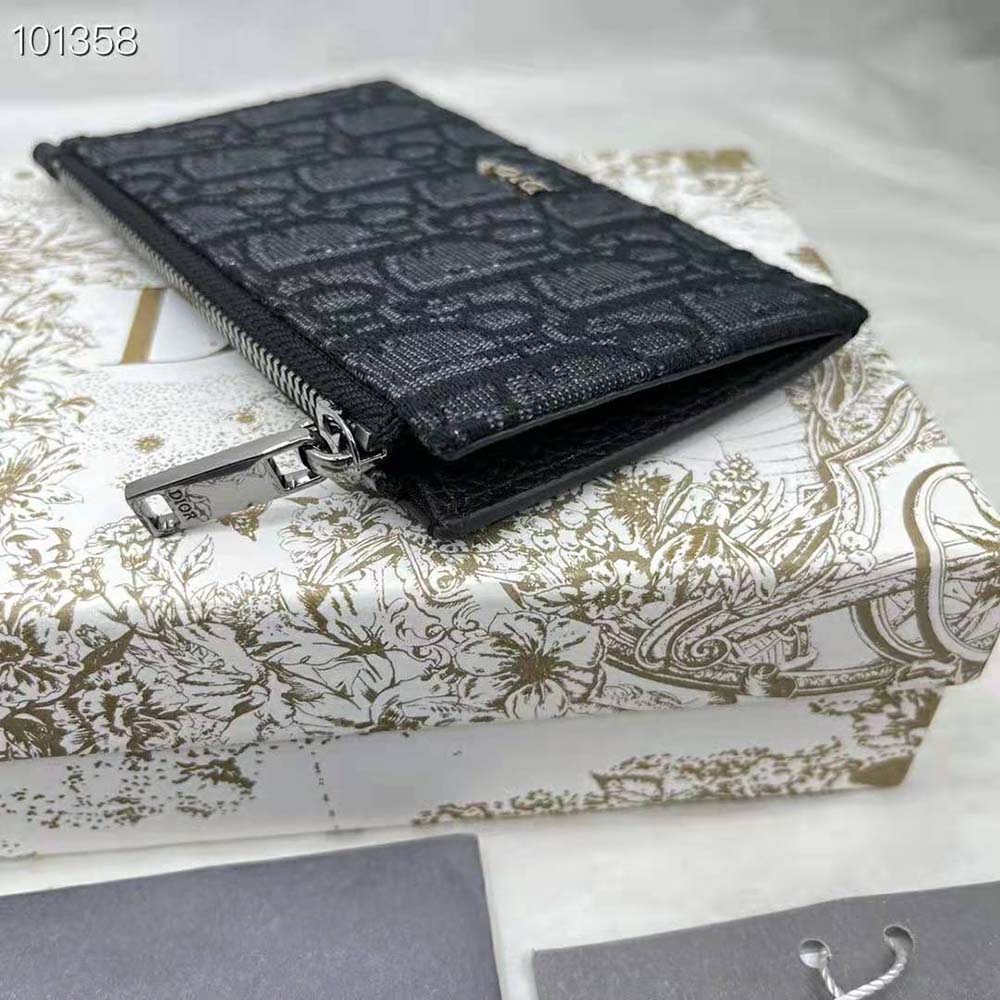 Dior Men Zipped Card Holder Black Dior Oblique Jacquard and Grained Calfskin - image 6