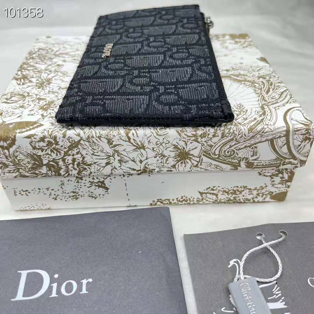 Dior Men Zipped Card Holder Black Dior Oblique Jacquard and Grained Calfskin - image 7