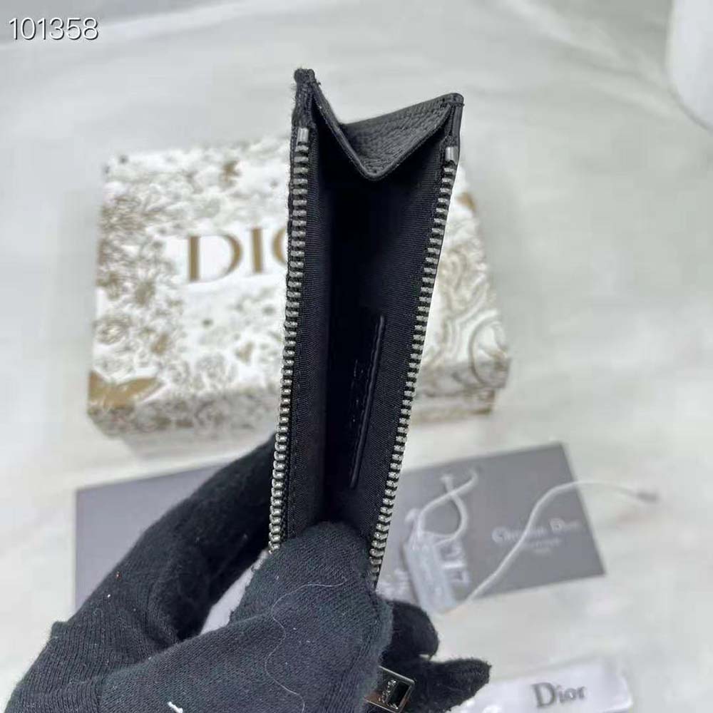 Dior Men Zipped Card Holder Black Dior Oblique Jacquard and Grained Calfskin - image 10