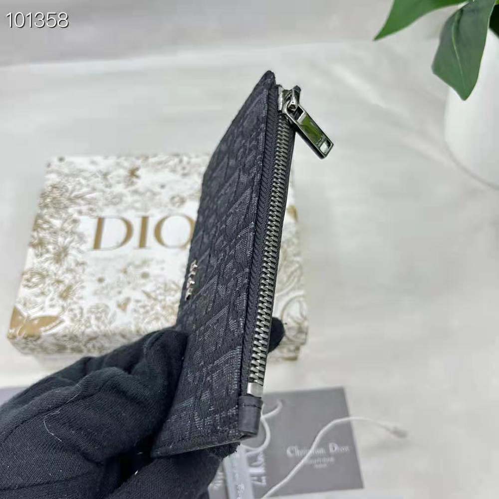 Dior Men Zipped Card Holder Black Dior Oblique Jacquard and Grained Calfskin - image 9