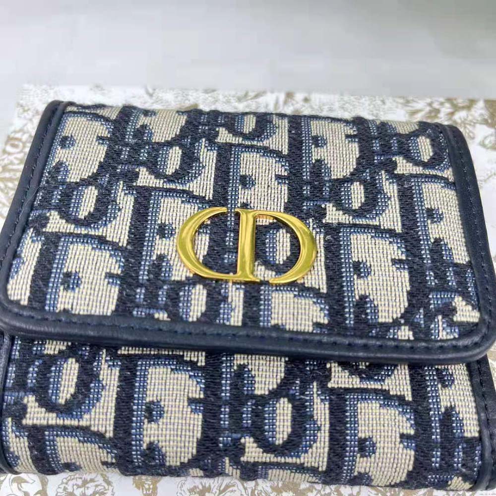 Dior Women 30 Montaigne Lotus Wallet Blue Dior Oblique Jacquard - image 4