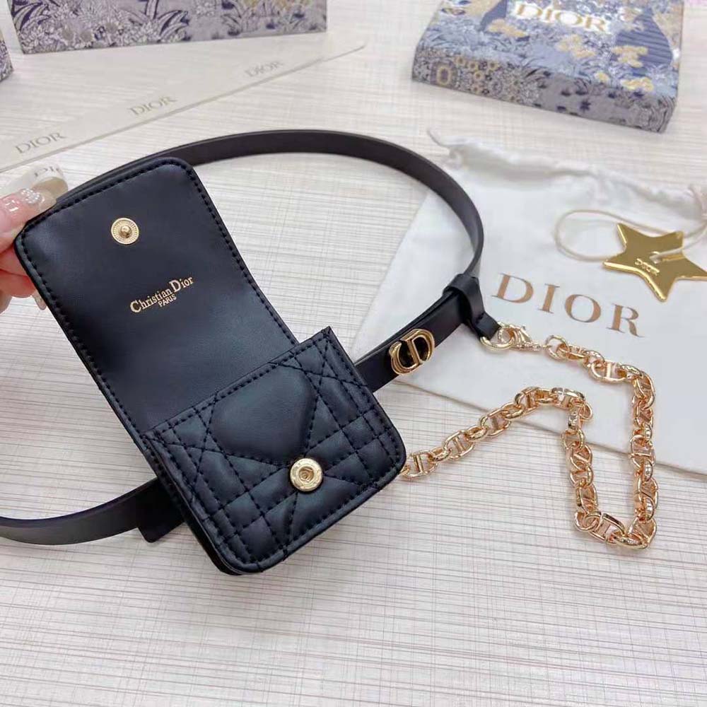 Dior Women Caro Belt with Removable Pouch Black Smooth Calfskin and Cannage Calfskin 15 MM - image 5