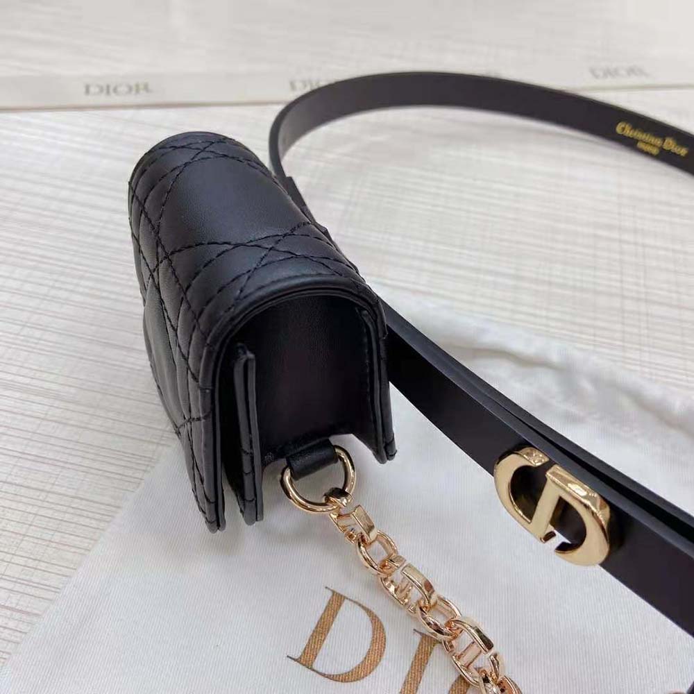 Dior Women Caro Belt with Removable Pouch Black Smooth Calfskin and Cannage Calfskin 15 MM - image 6