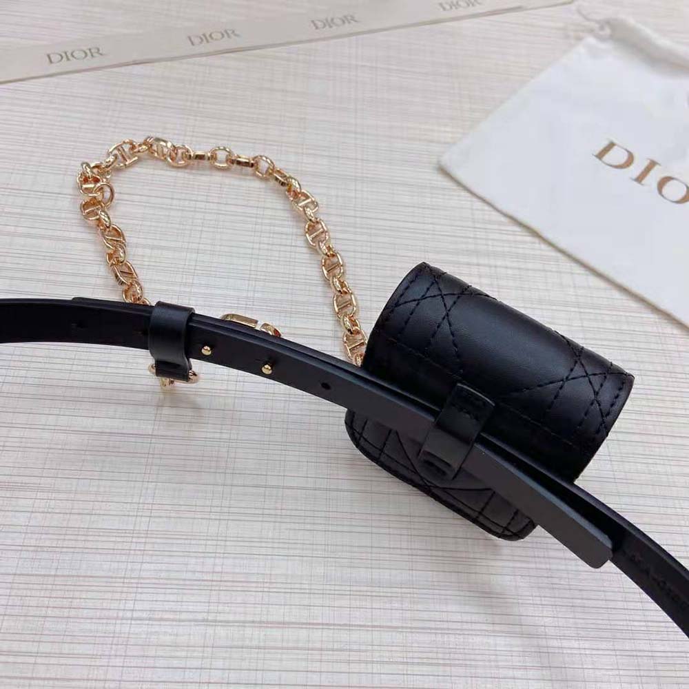 Dior Women Caro Belt with Removable Pouch Black Smooth Calfskin and Cannage Calfskin 15 MM - image 4