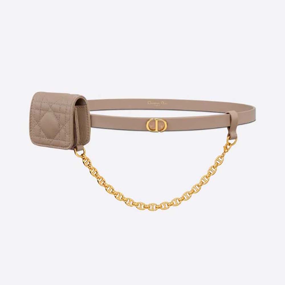 Front view of Dior Women Caro Belt with Removable Pouch in pink