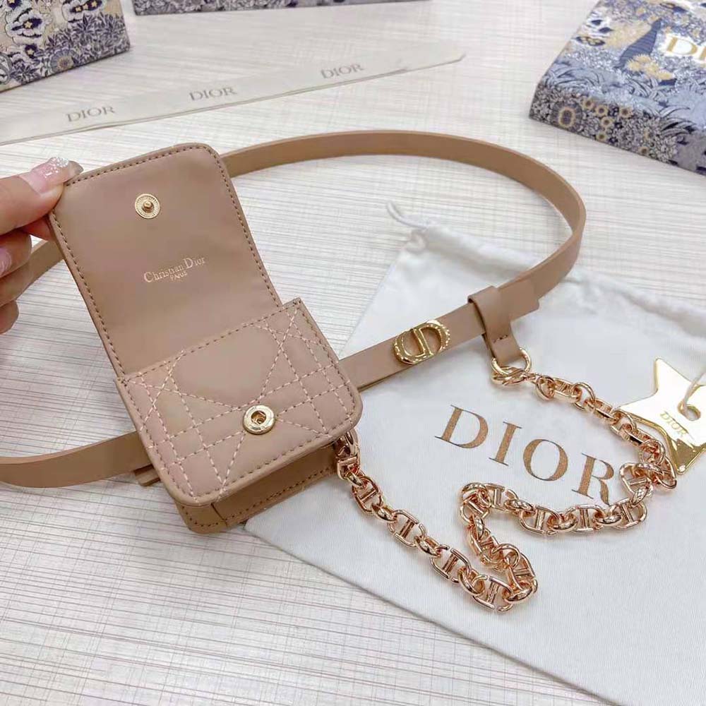 Dior Women Caro Belt with Removable Pouch Hazelnut Smooth Calfskin and Cannage Calfskin 15 MM - image 6