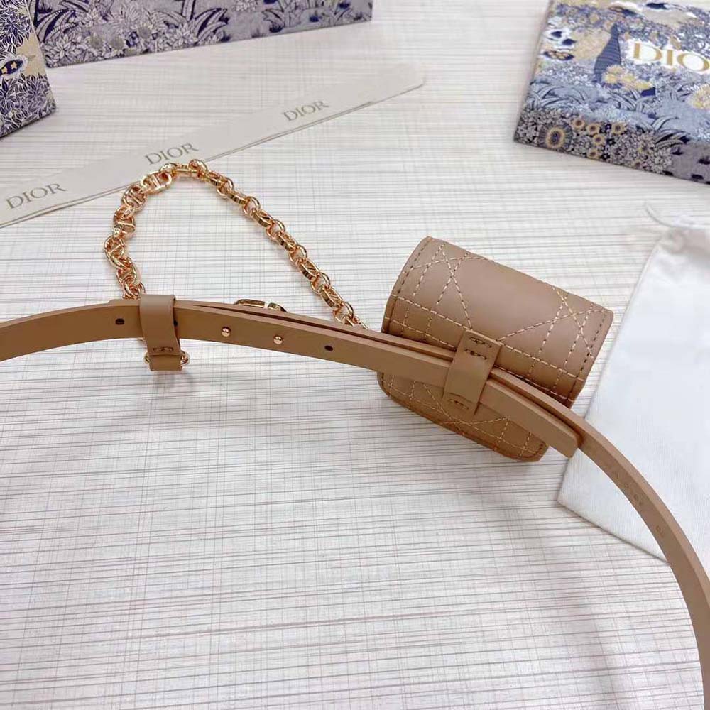 Dior Women Caro Belt with Removable Pouch Hazelnut Smooth Calfskin and Cannage Calfskin 15 MM - image 4