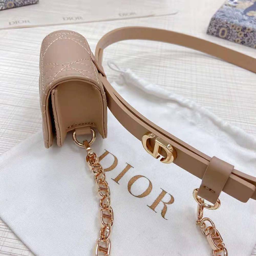Dior Women Caro Belt with Removable Pouch Hazelnut Smooth Calfskin and Cannage Calfskin 15 MM - image 5
