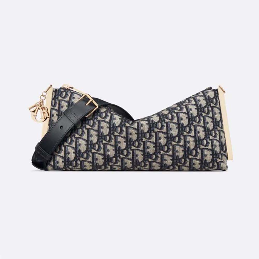 Front view of Dior Women Club Bag Blue Dior Oblique Jacquard