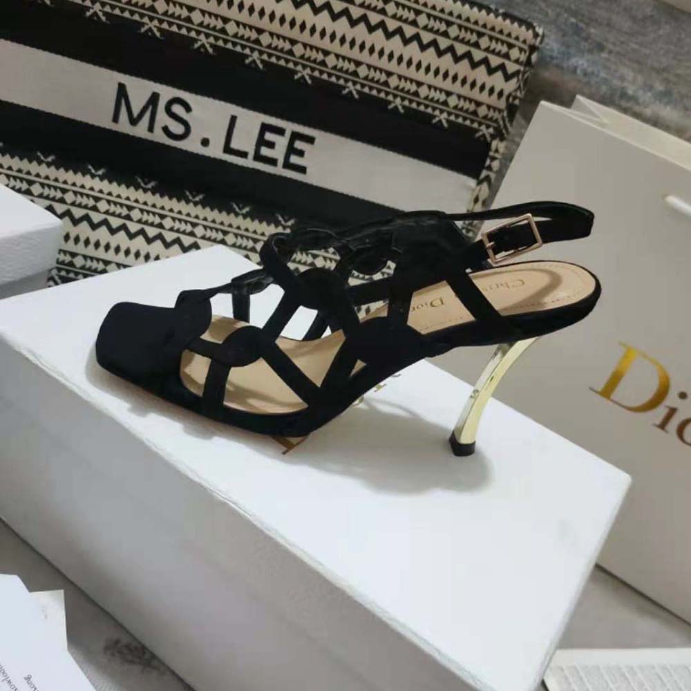 Dior Women D-Fame Heeled Sandal Black Suede Calfskin - image 6