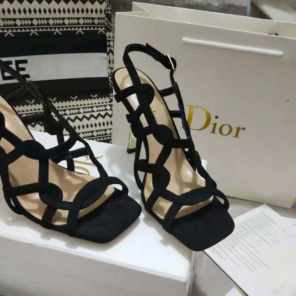 Dior Women D-Fame Heeled Sandal Black Suede Calfskin - image 7