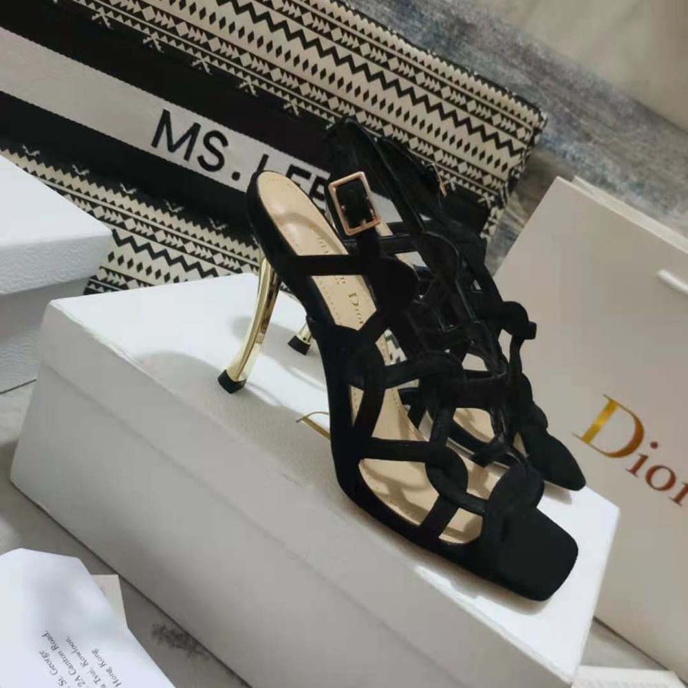 Dior Women D-Fame Heeled Sandal Black Suede Calfskin - image 5