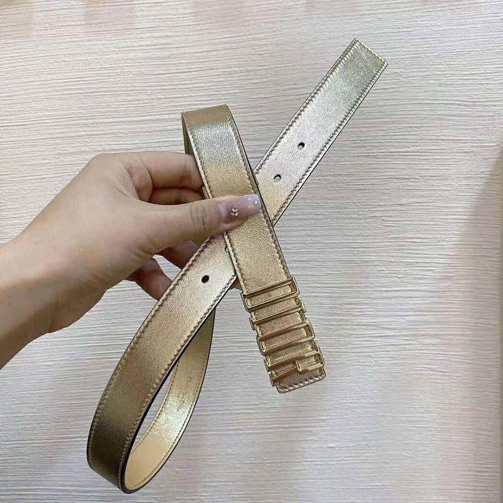 Dior Women D-Fence Belt Gold-Tone Laminated Crinkled Calfskin 30 MM - image 4