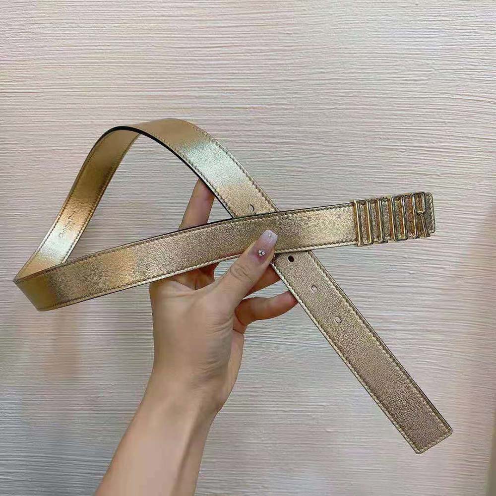 Dior Women D-Fence Belt Gold-Tone Laminated Crinkled Calfskin 30 MM - image 6