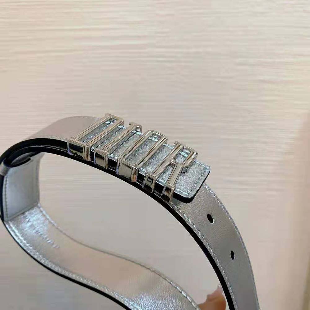 Dior Women D-Fence Belt Silver-Tone Laminated Crinkled Calfskin 30 MM - image 6