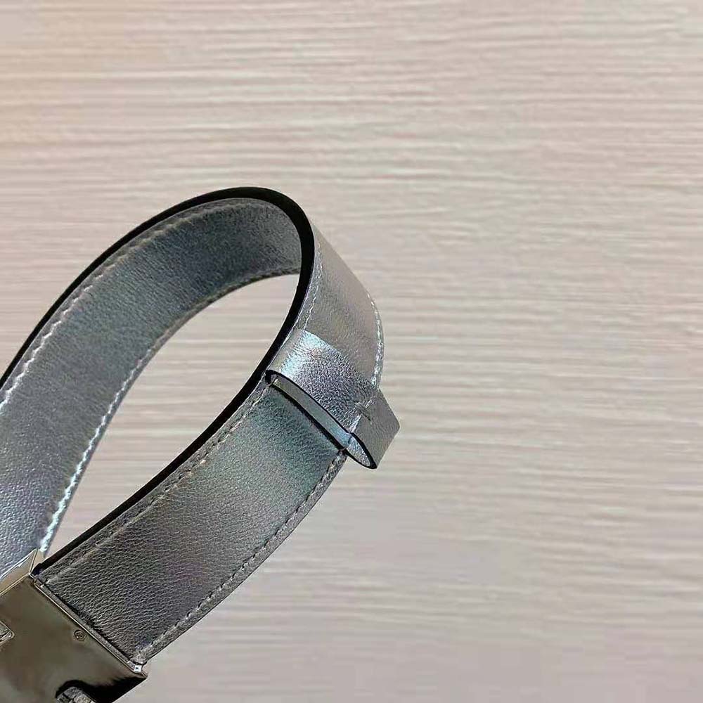 Dior Women D-Fence Belt Silver-Tone Laminated Crinkled Calfskin 30 MM - image 7