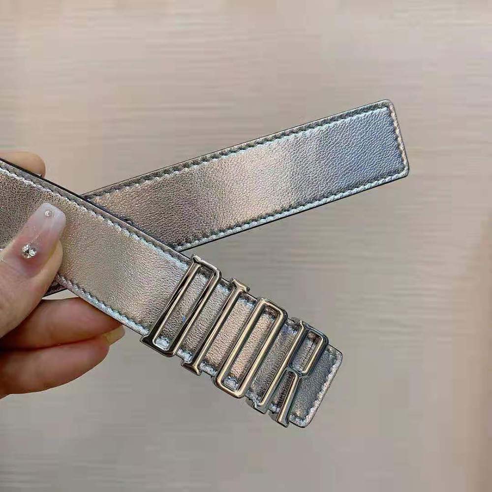 Dior Women D-Fence Belt Silver-Tone Laminated Crinkled Calfskin 30 MM - image 5