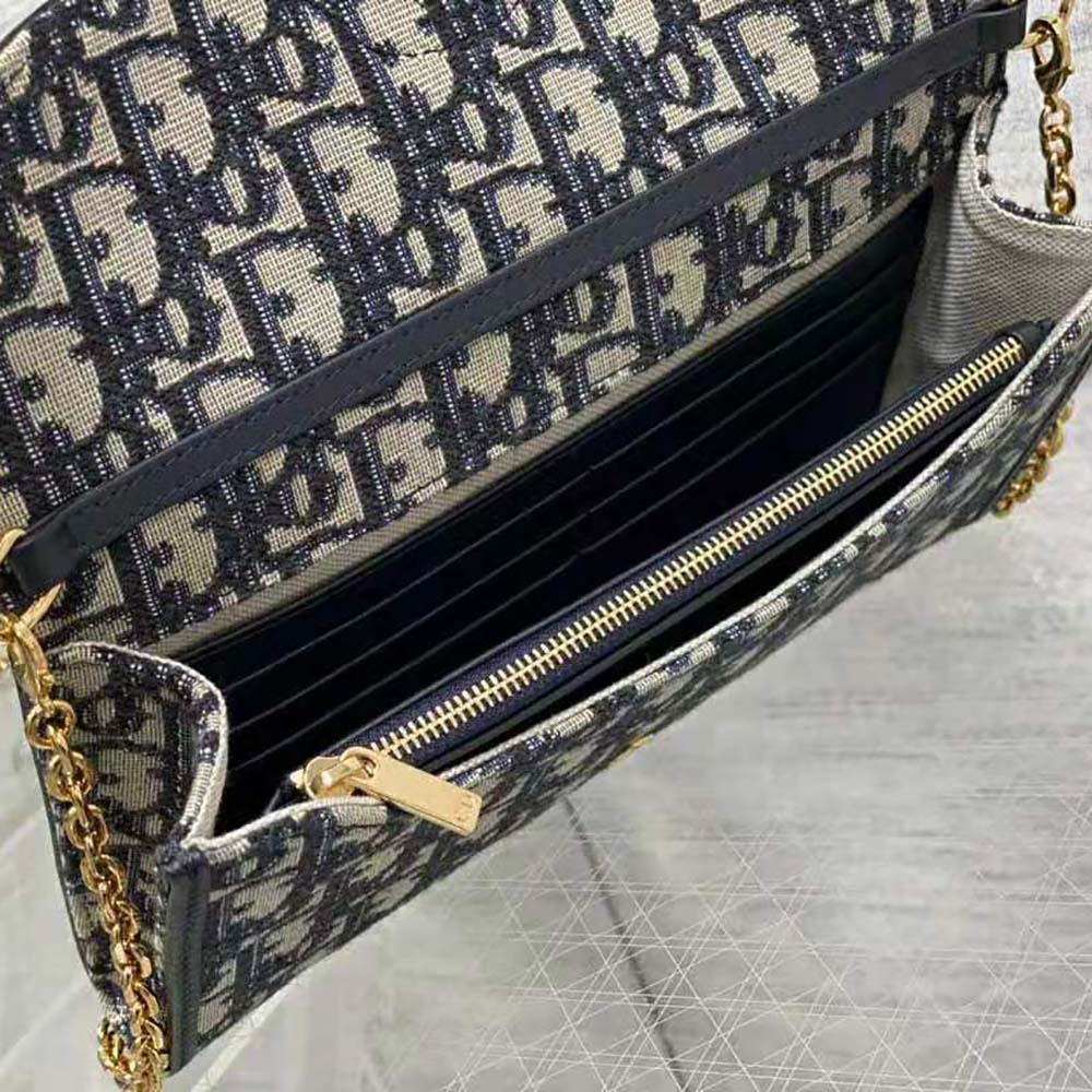Dior Women Dior Bobby East-West Pouch with Chain Blue Dior Oblique Jacquard - image 6