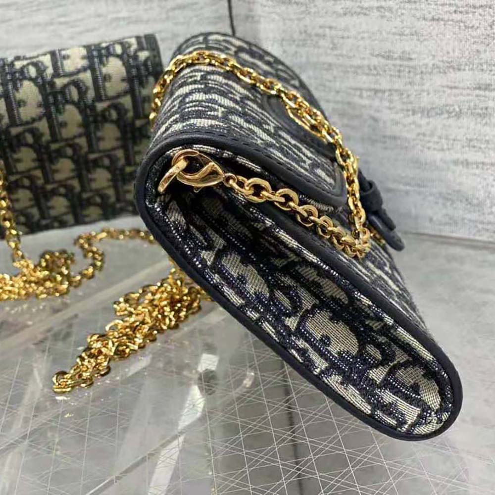 Dior Women Dior Bobby East-West Pouch with Chain Blue Dior Oblique Jacquard - image 5