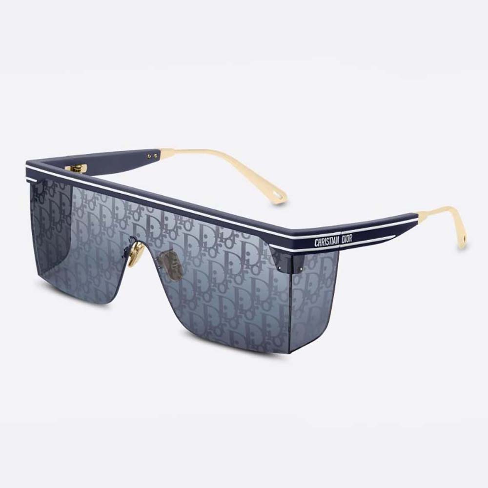 Front view of Dior Women DiorClub M1U Blue Dior Oblique Mask Sunglasses