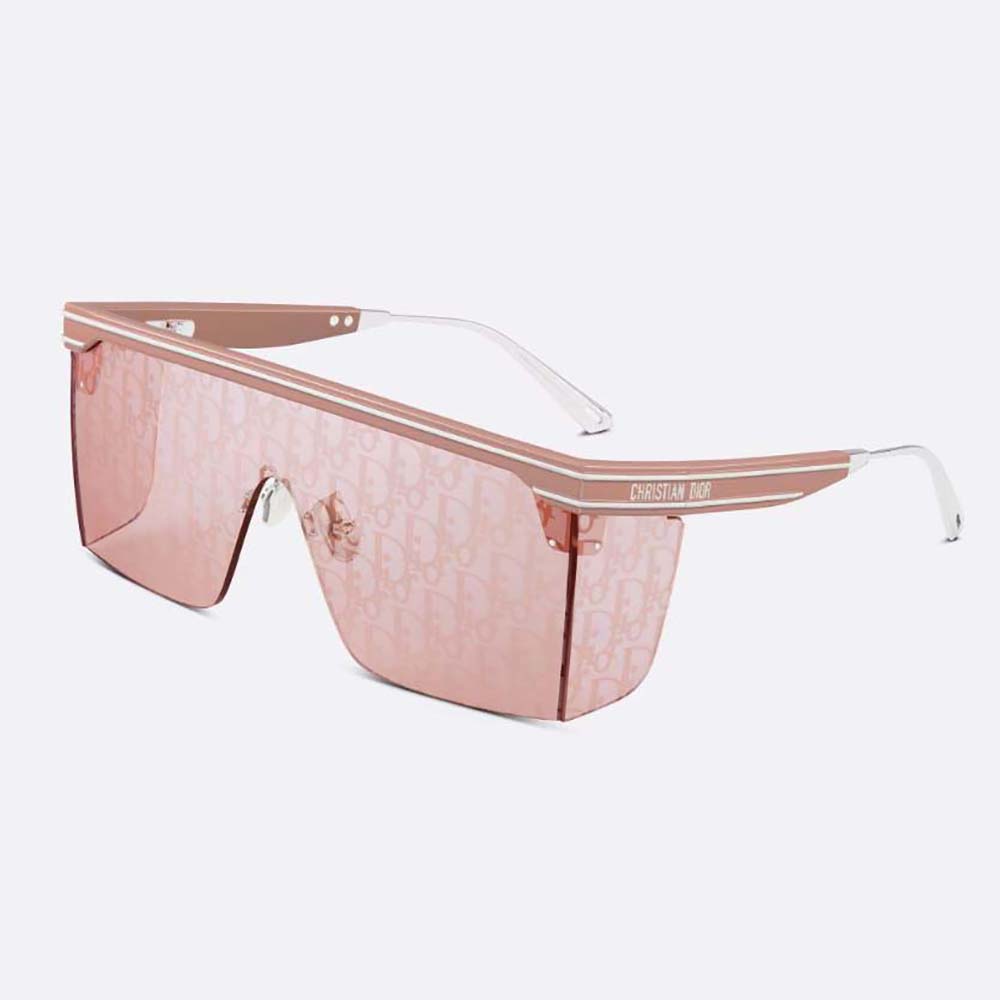 Front view of Dior Women DiorClub M1U Pink Dior Oblique Mask Sunglasses