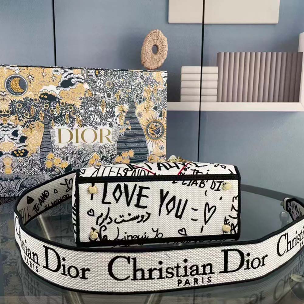 Dior Women Medium Lady D-Lite Dioramour Bag Latte Multicolor Dioramour Graffiti Embroidery - image 5