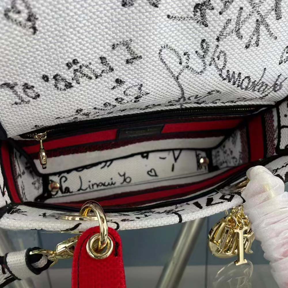 Dior Women Medium Lady D-Lite Dioramour Bag Latte Multicolor Dioramour Graffiti Embroidery - image 6