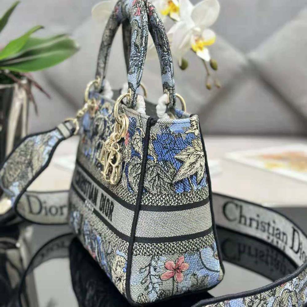 Dior Women Medium Lady D-lite Bag Denim Multicolor Dior Jardin Magique Embroidery - image 4