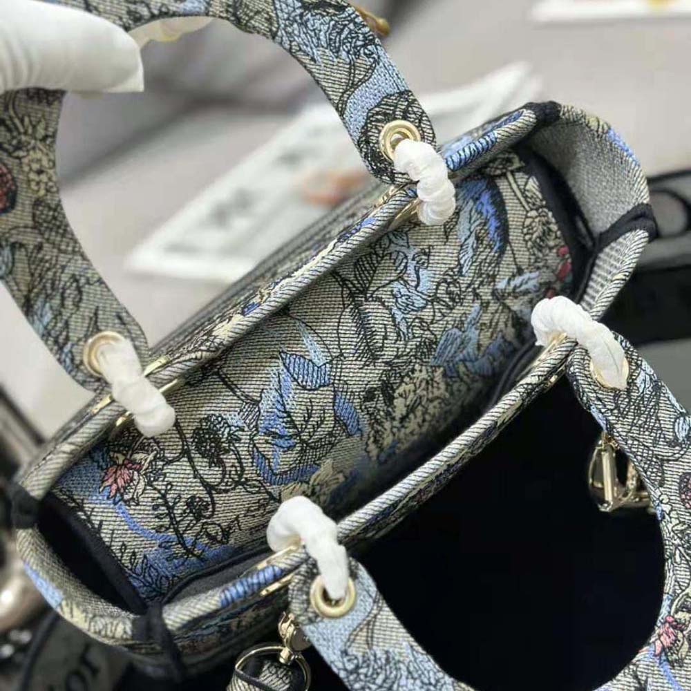 Dior Women Medium Lady D-lite Bag Denim Multicolor Dior Jardin Magique Embroidery - image 6