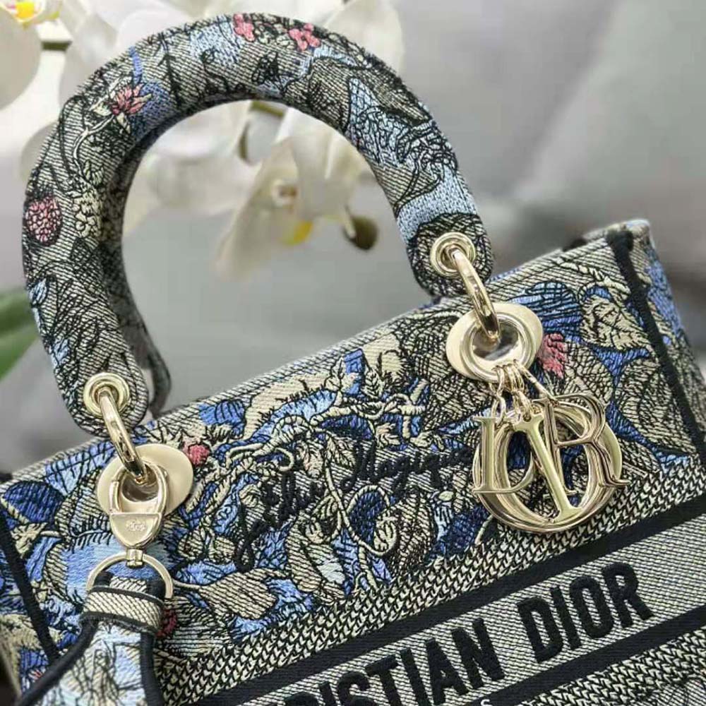 Dior Women Medium Lady D-lite Bag Denim Multicolor Dior Jardin Magique Embroidery - image 7