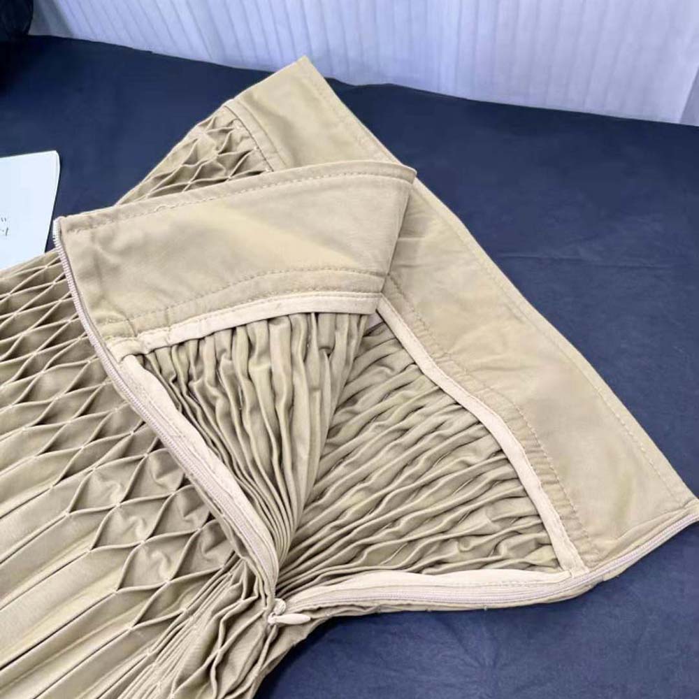 Dior Women Pleated Short Skirt Beige Cotton Gabardine - image 7