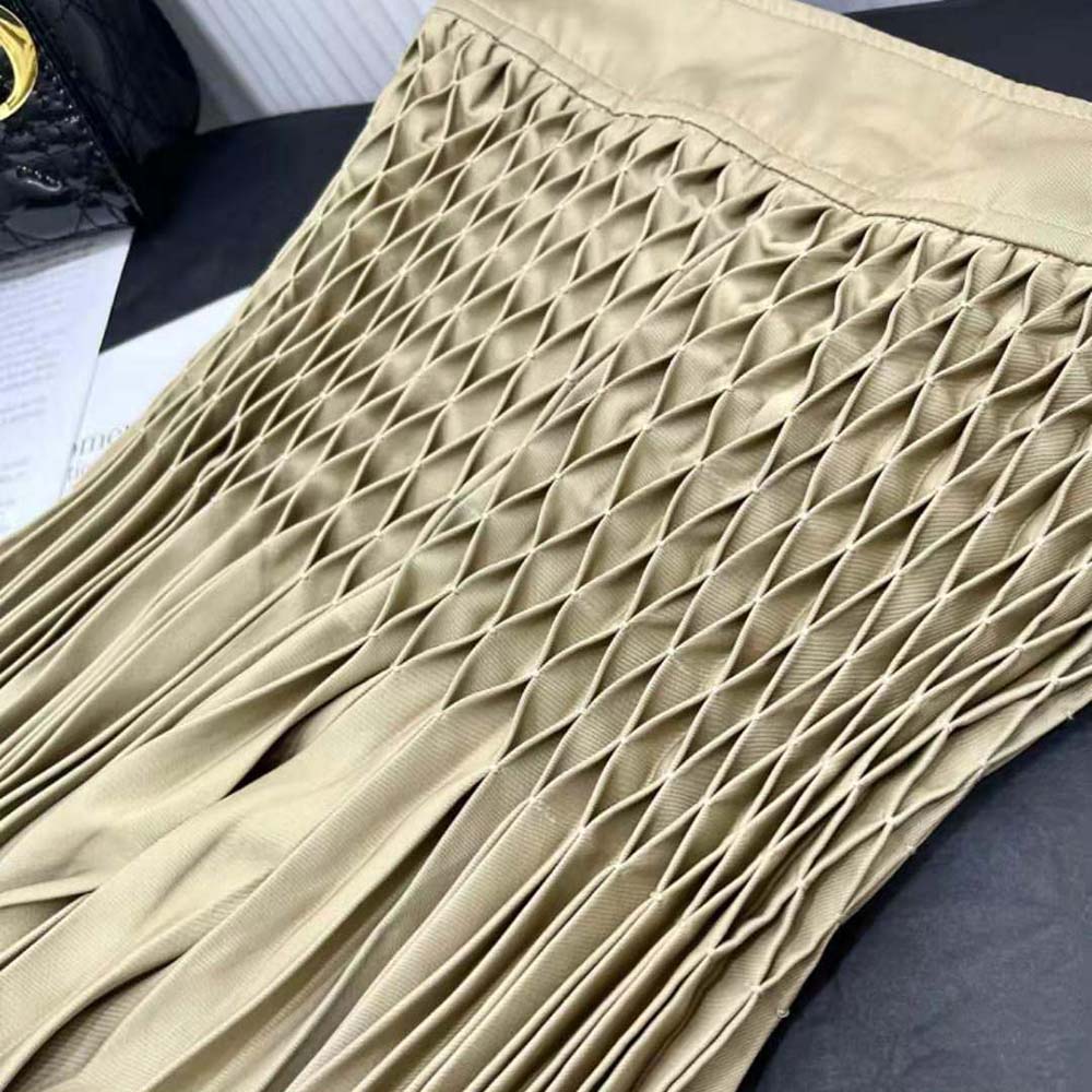 Dior Women Pleated Short Skirt Beige Cotton Gabardine - image 5