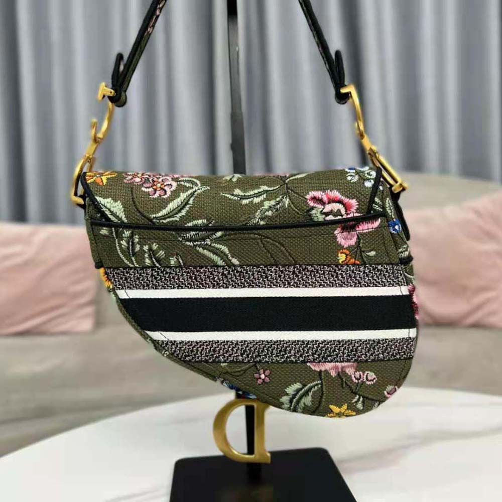 Dior Women Saddle Bag Green Multicolor Dior Petites Fleurs Embroidery - image 4