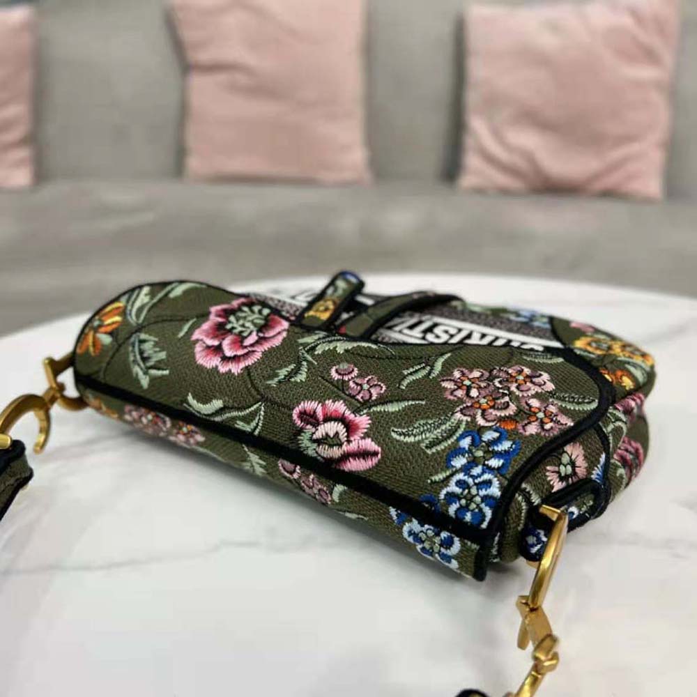 Dior Women Saddle Bag Green Multicolor Dior Petites Fleurs Embroidery - image 5
