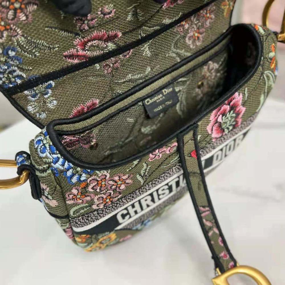 Dior Women Saddle Bag Green Multicolor Dior Petites Fleurs Embroidery - image 9