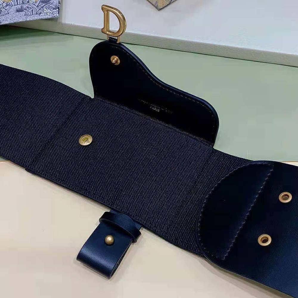 Dior Women Saddle Belt Black Smooth Calfskin and Technical Fabric 80 MM - image 5